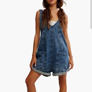 Free People Blue Denim Romper